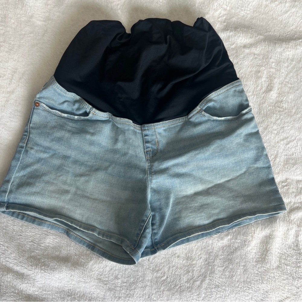 Over Belly Midi Maternity Jean Shorts - Isabel Maternity by Ingrid & Isabel